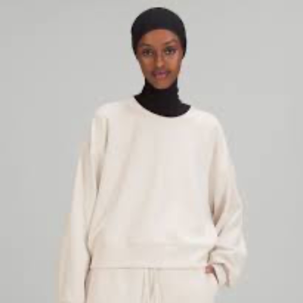 Lululemon NWT Perfectly Oversized Cropped Crew White Opal Sz 8